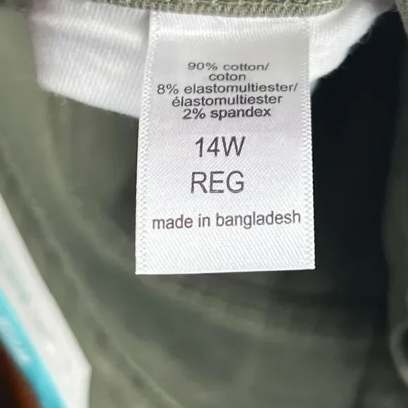 M Jeans Pants 14W Olive Green Neutral Tone Denim Casual Skinny High Rise Jeans - Picture 11 of 14